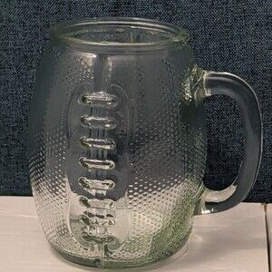 Home Essentials FOOTBALL Glass Mug XL 36 oz Textured Pigskin Beer Stein Gameday